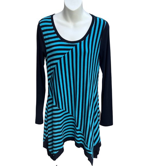 Kate & Mallory Long Sleeve Scoop Neck Mini Dress Black & Turquoise Size Small - Picture 1 of 8